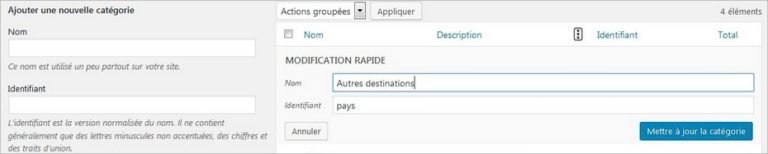 modifier catégorie wordpress