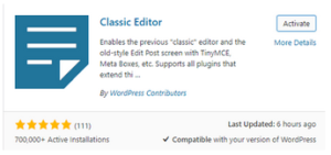 désactiver Gutenberg et activer l'éditeur WordPress
