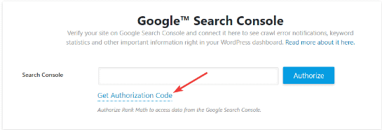 obtenir autorisation google search console