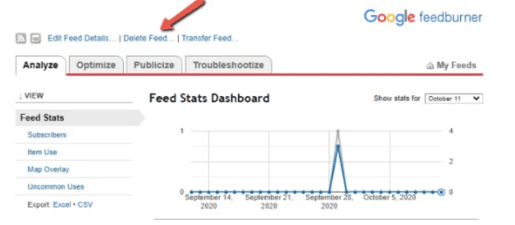 supprimer feedburner flux